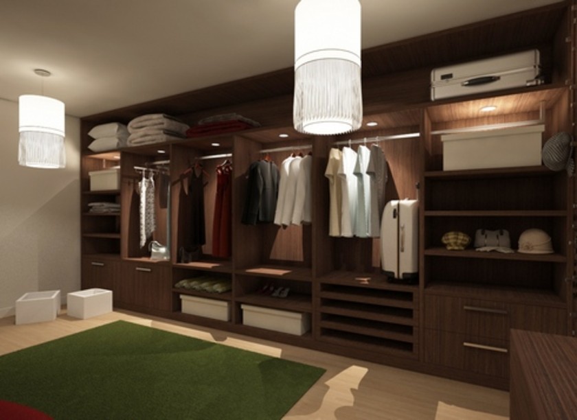 Классическая гардеробная комната из массива с подсветкой Норильск